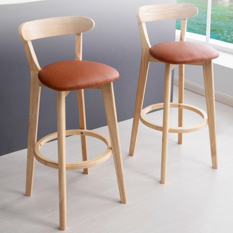 Industrial Armless Backrest Counter Stool Wood Bar Stool with Pedal for Cafe