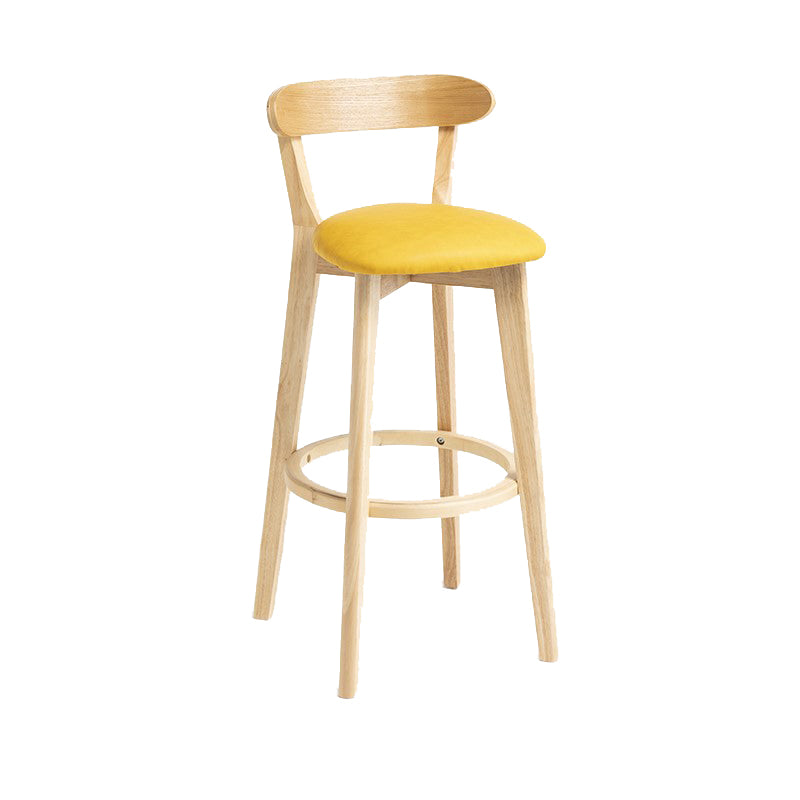 Industrial Armless Backrest Counter Stool Wood Bar Stool with Pedal for Cafe