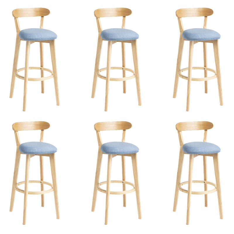 Industrial Armless Backrest Counter Stool Wood Bar Stool with Pedal for Cafe