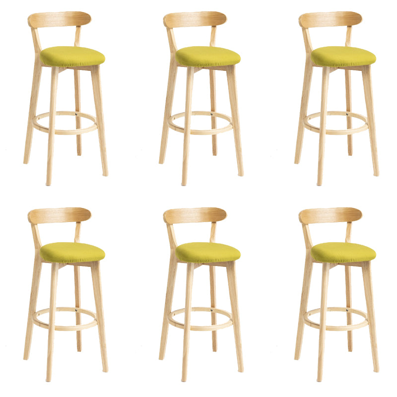 Industrial Armless Backrest Counter Stool Wood Bar Stool with Pedal for Cafe