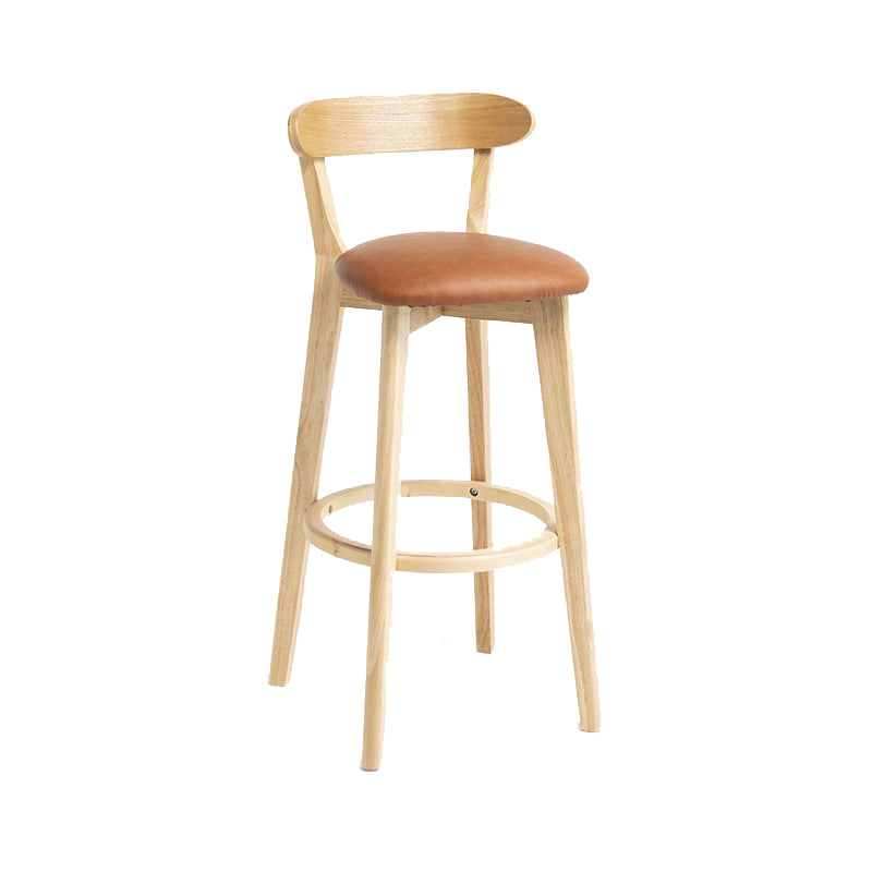 Industrial Armless Backrest Counter Stool Wood Bar Stool with Pedal for Cafe