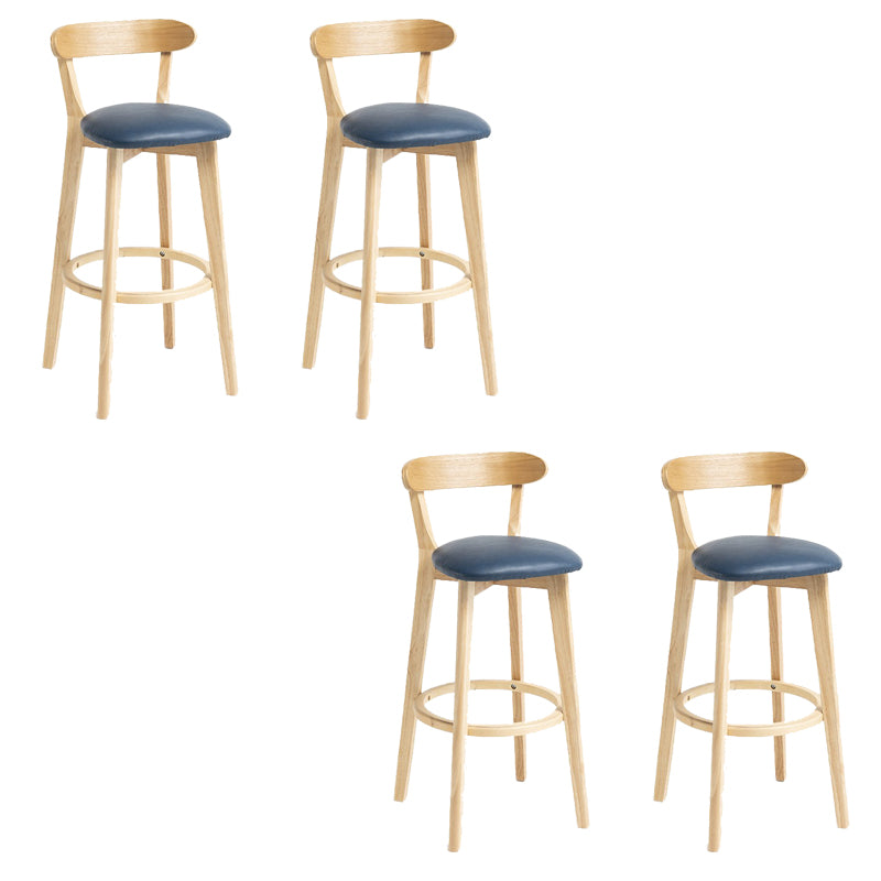 Industrial Armless Backrest Counter Stool Wood Bar Stool with Pedal for Cafe