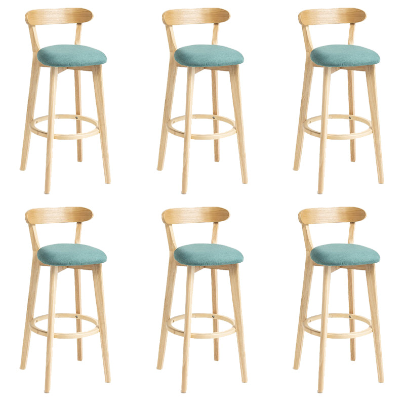 Industrial Armless Backrest Counter Stool Wood Bar Stool with Pedal for Cafe