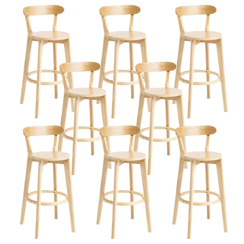 Industrial Armless Backrest Counter Stool Wood Bar Stool with Pedal for Cafe