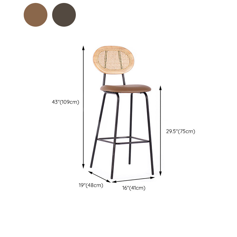 Contemporary Low Back Dining Stool Armless Bar Stools with Cushion