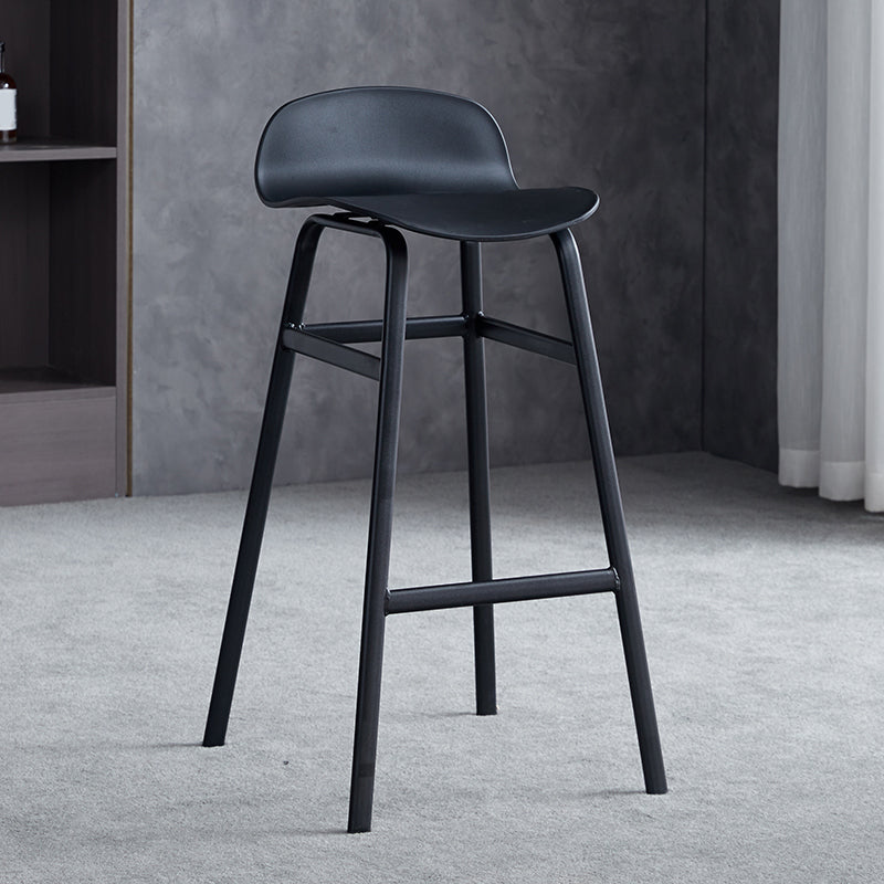 Modern Backrest Armless Counter Stool Iron Bar Stool with Seat and Pedal for Cafe