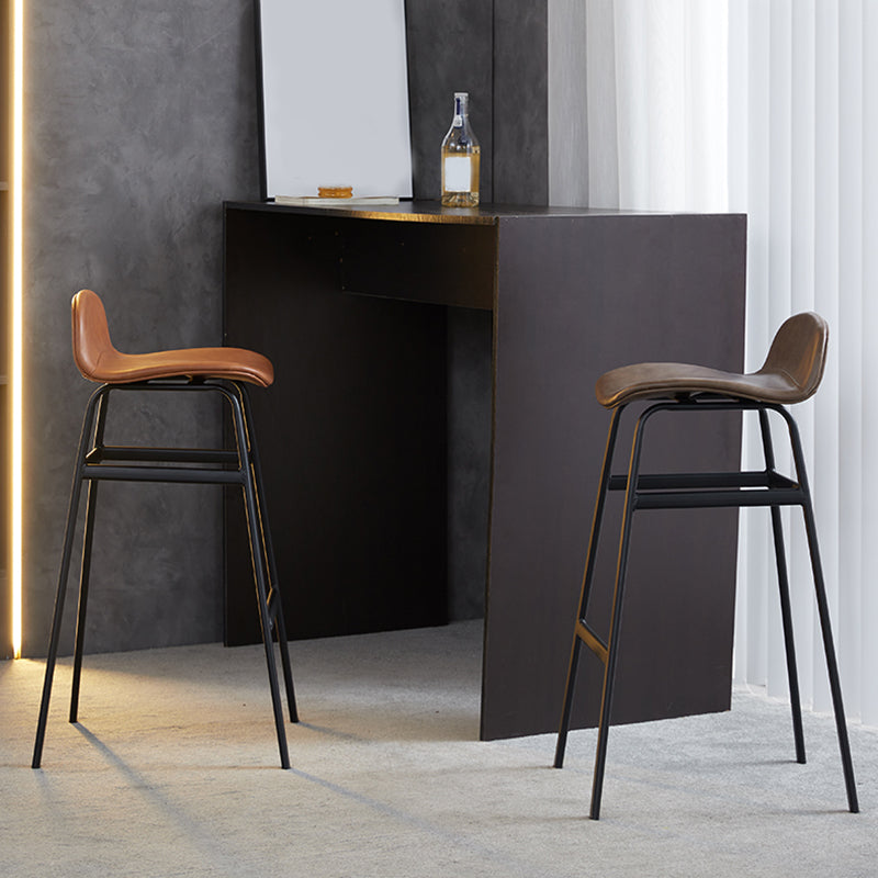 Modern Backrest Armless Counter Stool Iron Bar Stool with Seat and Pedal for Cafe