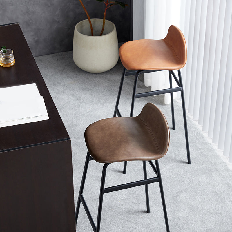 Modern Backrest Armless Counter Stool Iron Bar Stool with Seat and Pedal for Cafe