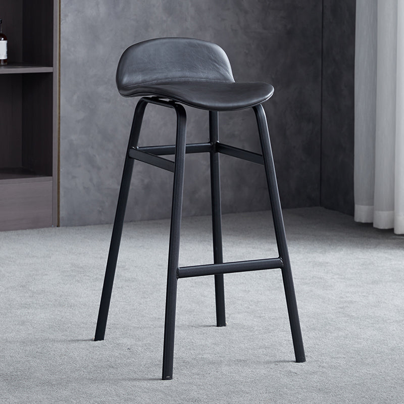 Modern Backrest Armless Counter Stool Iron Bar Stool with Seat and Pedal for Cafe