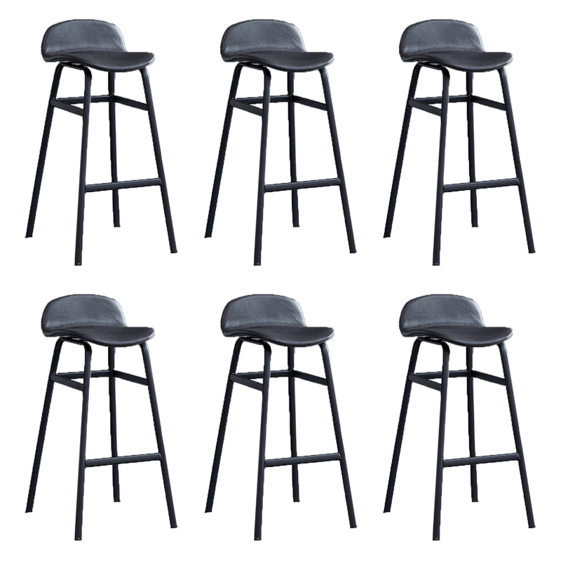 Modern Backrest Armless Counter Stool Iron Bar Stool with Seat and Pedal for Cafe