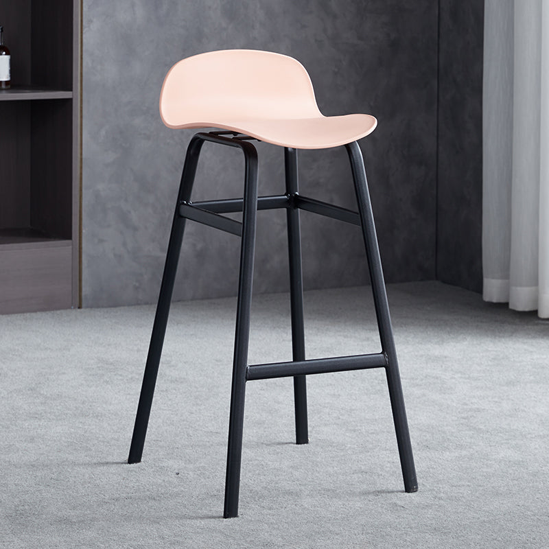 Modern Backrest Armless Counter Stool Iron Bar Stool with Seat and Pedal for Cafe