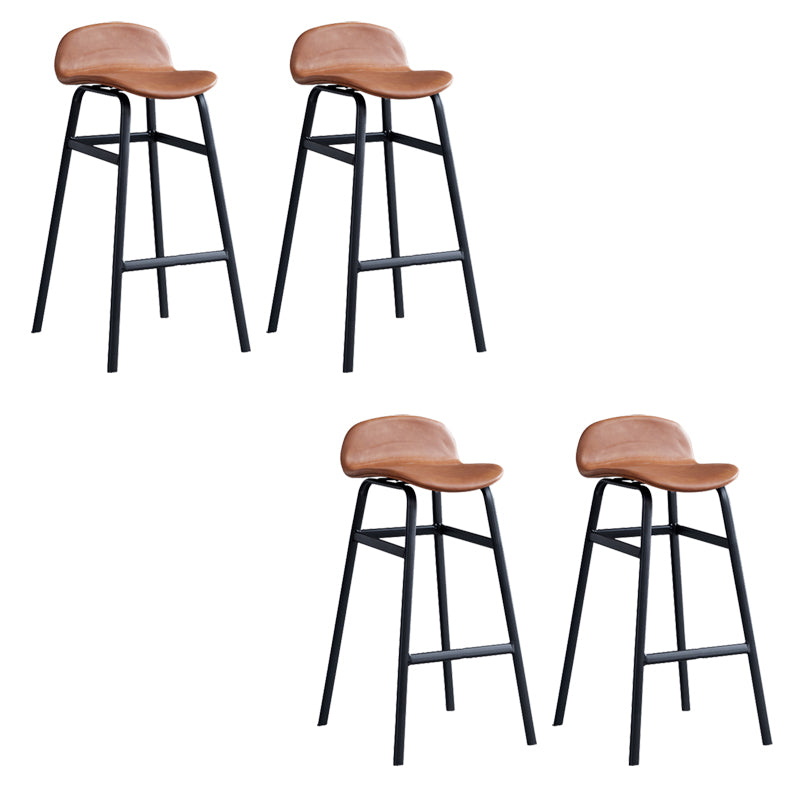 Modern Backrest Armless Counter Stool Iron Bar Stool with Seat and Pedal for Cafe