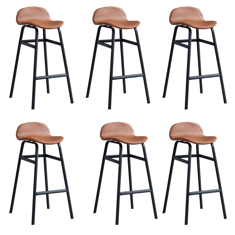 Modern Backrest Armless Counter Stool Iron Bar Stool with Seat and Pedal for Cafe