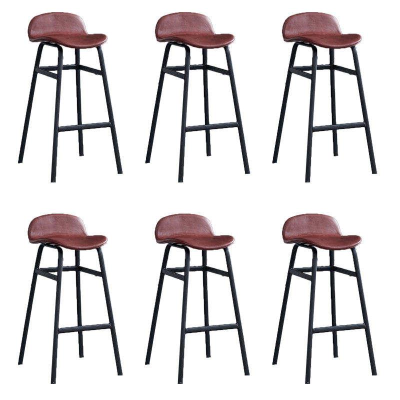 Modern Backrest Armless Counter Stool Iron Bar Stool with Seat and Pedal for Cafe