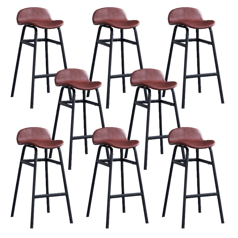 Modern Backrest Armless Counter Stool Iron Bar Stool with Seat and Pedal for Cafe