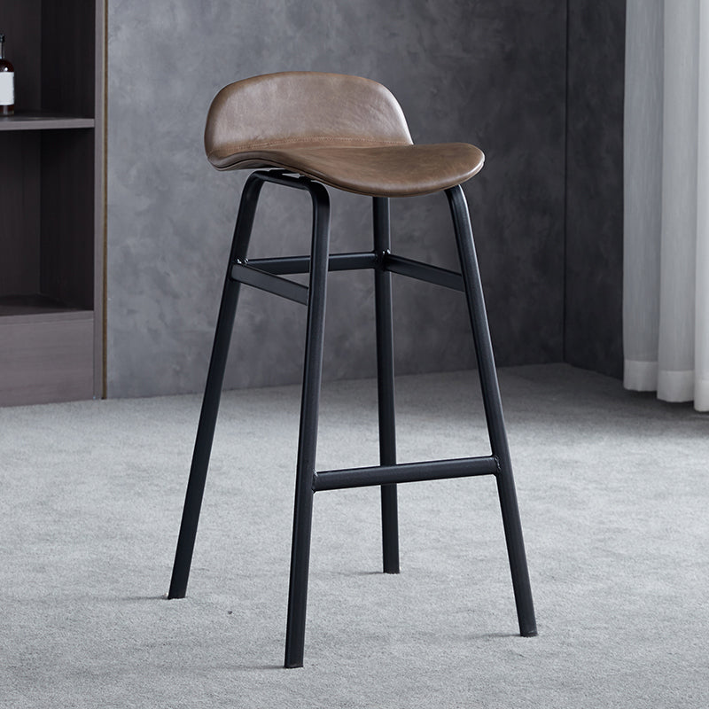 Modern Backrest Armless Counter Stool Iron Bar Stool with Seat and Pedal for Cafe