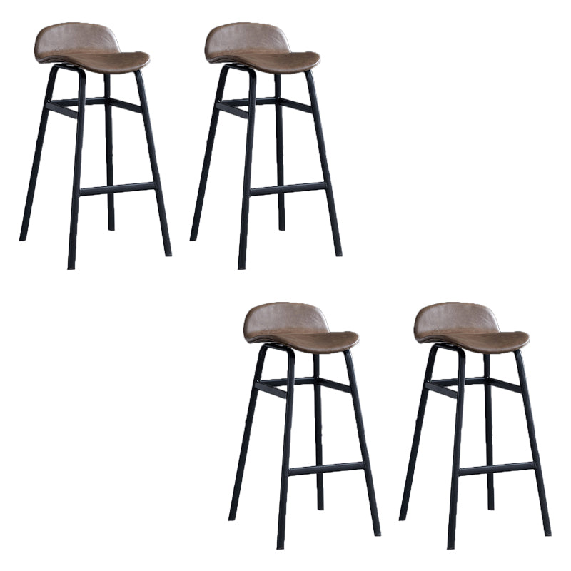Modern Backrest Armless Counter Stool Iron Bar Stool with Seat and Pedal for Cafe