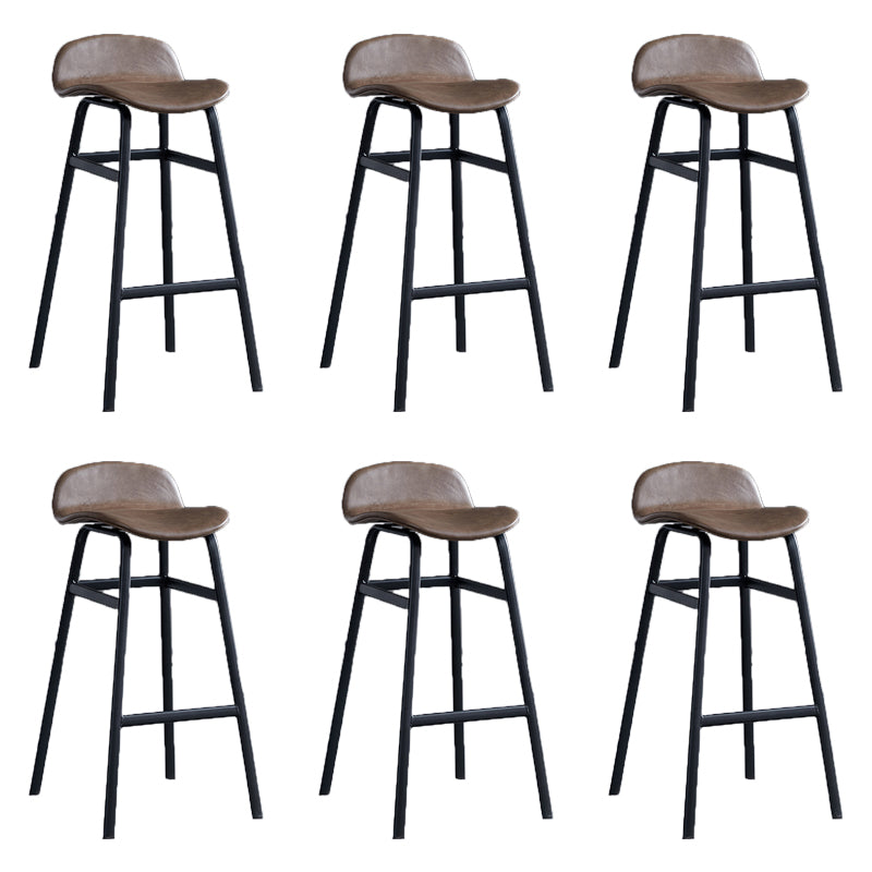 Modern Backrest Armless Counter Stool Iron Bar Stool with Seat and Pedal for Cafe