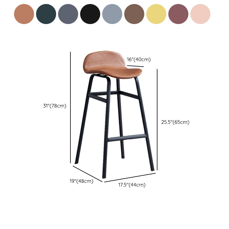 Modern Backrest Armless Counter Stool Iron Bar Stool with Seat and Pedal for Cafe