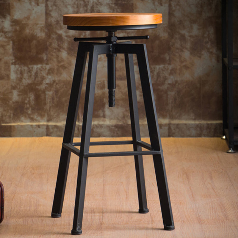 Industrial Elevatable Backless Counter Stool Iron Bar Stool with Pedal for Bar