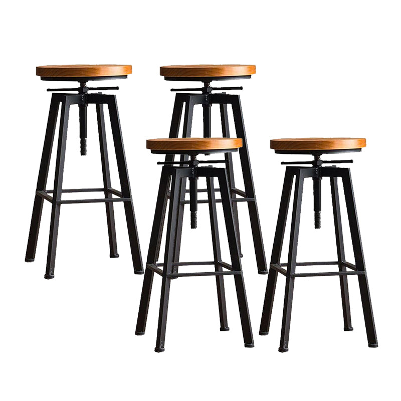Industrial Elevatable Backless Counter Stool Iron Bar Stool with Pedal for Bar
