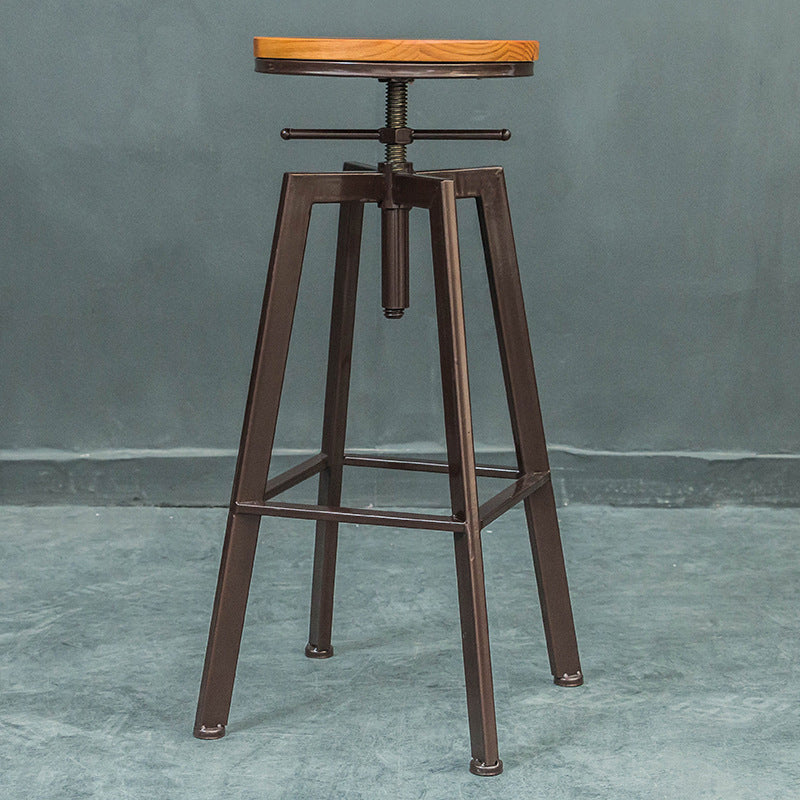 Industrial Elevatable Backless Counter Stool Iron Bar Stool with Pedal for Bar