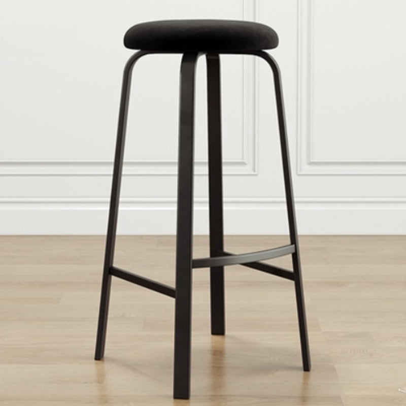 Modern Stackable Armless Counter Stool Iron Bar Stool with Cushion and Pedal for Cafe