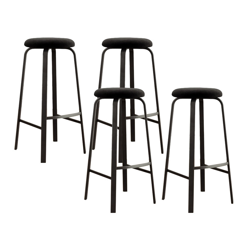 Modern Stackable Armless Counter Stool Iron Bar Stool with Cushion and Pedal for Cafe