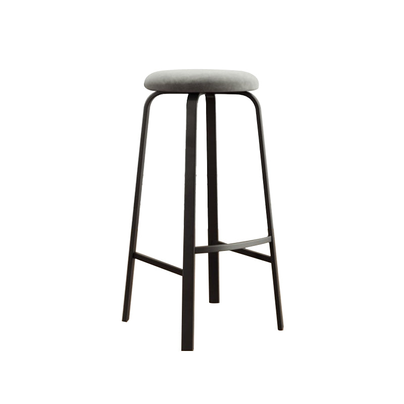 Modern Stackable Armless Counter Stool Iron Bar Stool with Cushion and Pedal for Cafe