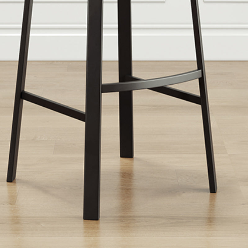 Modern Stackable Armless Counter Stool Iron Bar Stool with Cushion and Pedal for Cafe
