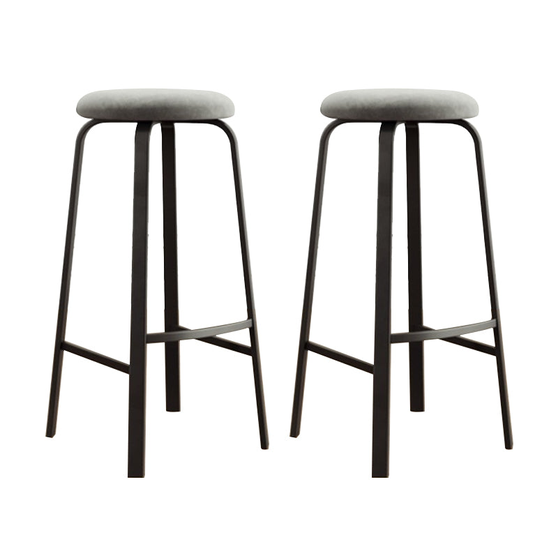 Modern Stackable Armless Counter Stool Iron Bar Stool with Cushion and Pedal for Cafe