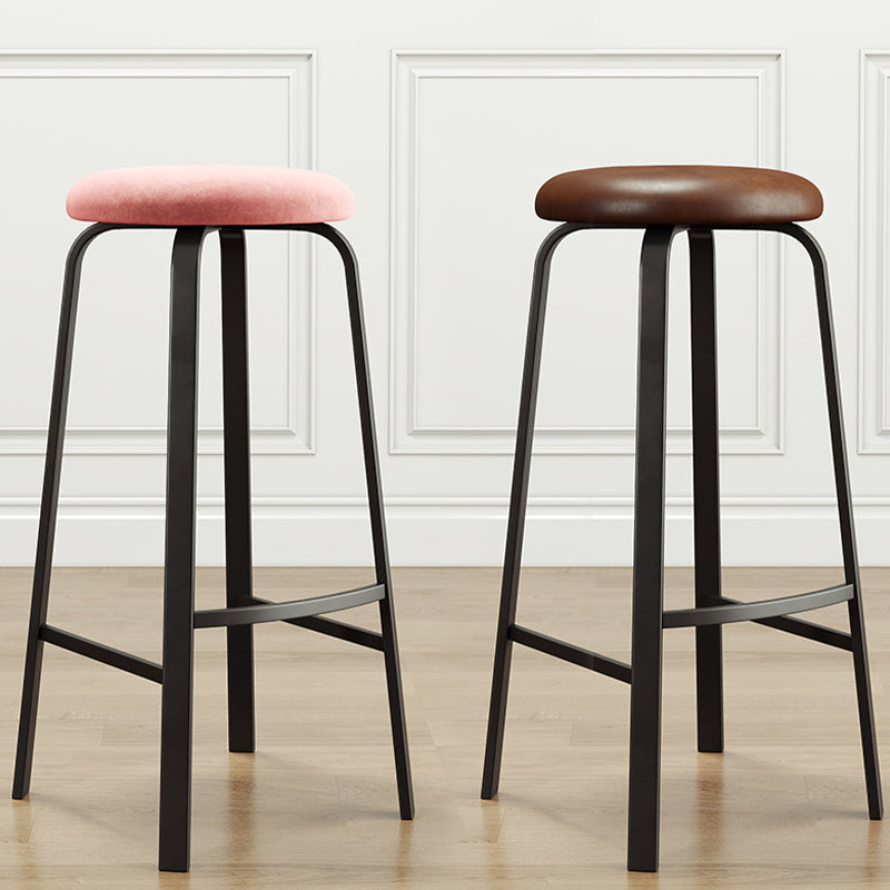 Modern Stackable Armless Counter Stool Iron Bar Stool with Cushion and Pedal for Cafe