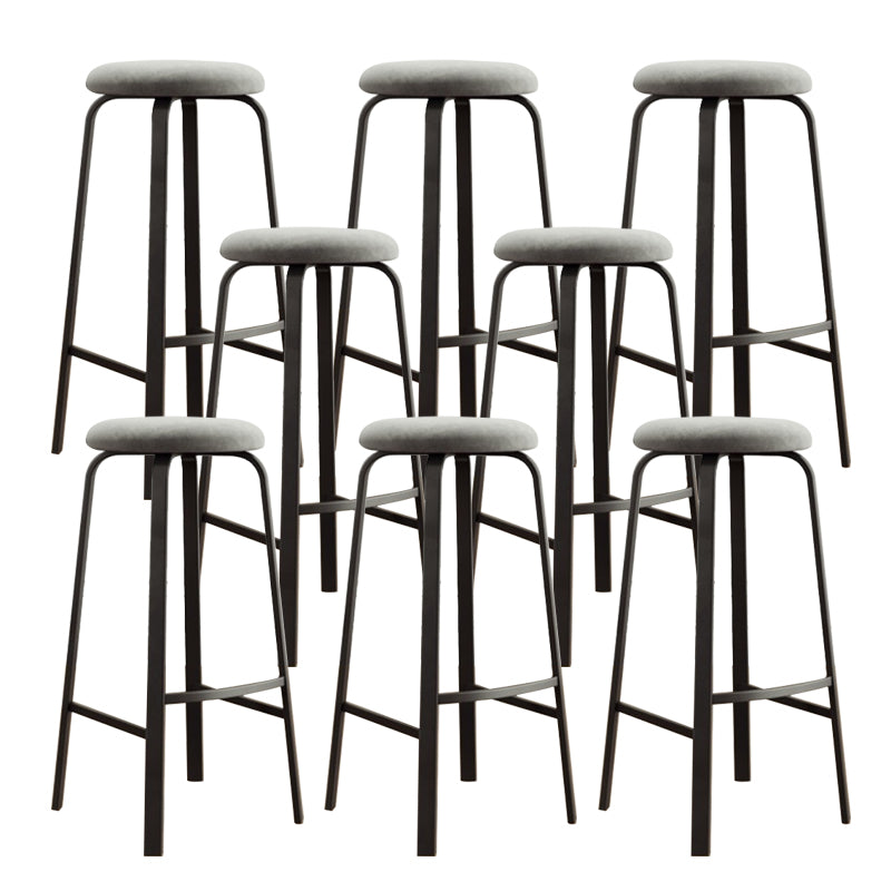 Modern Stackable Armless Counter Stool Iron Bar Stool with Cushion and Pedal for Cafe
