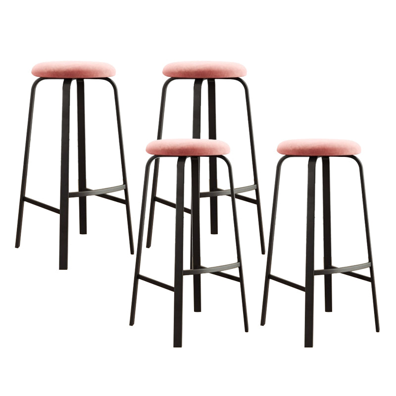 Modern Stackable Armless Counter Stool Iron Bar Stool with Cushion and Pedal for Cafe