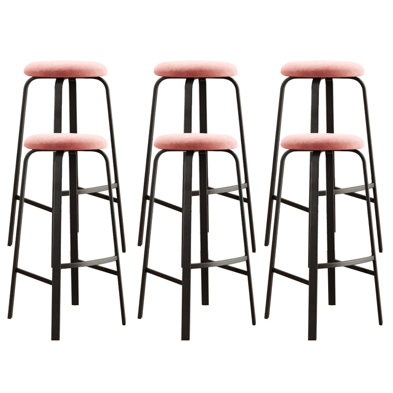 Modern Stackable Armless Counter Stool Iron Bar Stool with Cushion and Pedal for Cafe