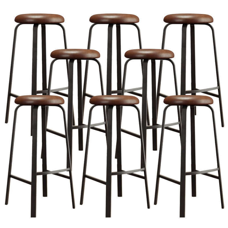 Modern Stackable Armless Counter Stool Iron Bar Stool with Cushion and Pedal for Cafe