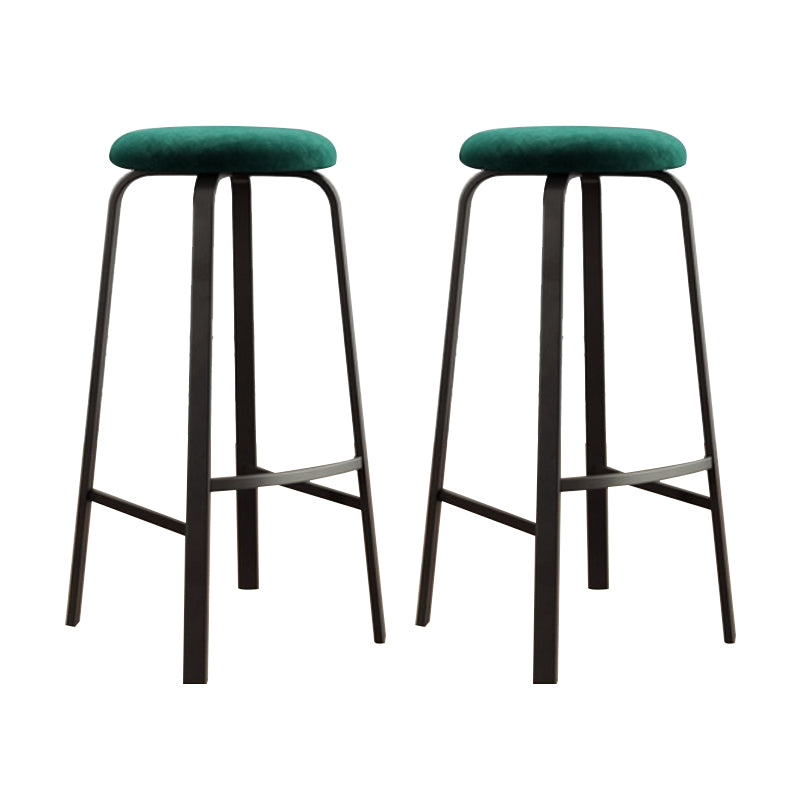 Modern Stackable Armless Counter Stool Iron Bar Stool with Cushion and Pedal for Cafe