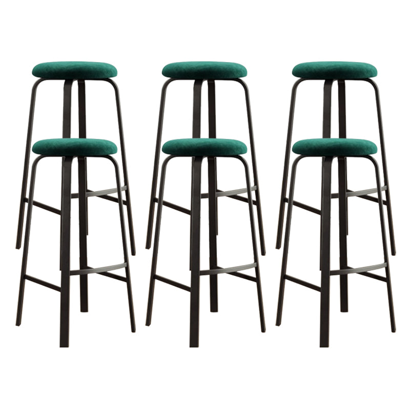 Modern Stackable Armless Counter Stool Iron Bar Stool with Cushion and Pedal for Cafe