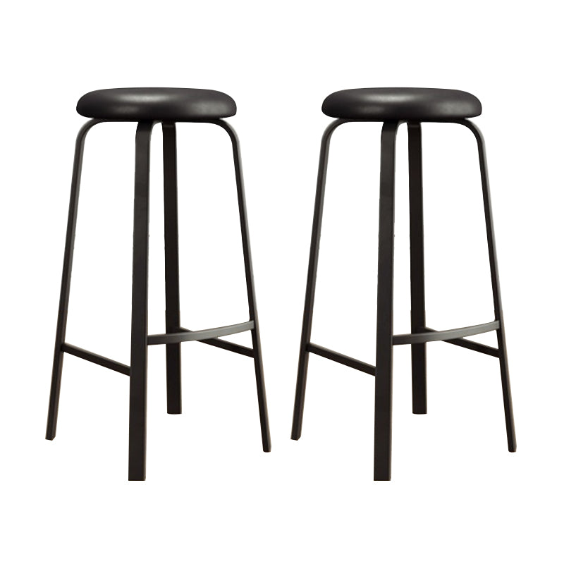 Modern Stackable Armless Counter Stool Iron Bar Stool with Cushion and Pedal for Cafe