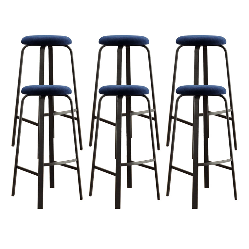 Modern Stackable Armless Counter Stool Iron Bar Stool with Cushion and Pedal for Cafe