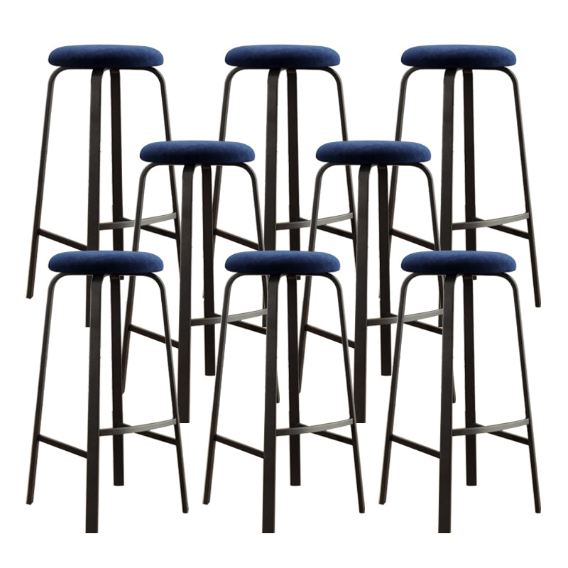 Modern Stackable Armless Counter Stool Iron Bar Stool with Cushion and Pedal for Cafe