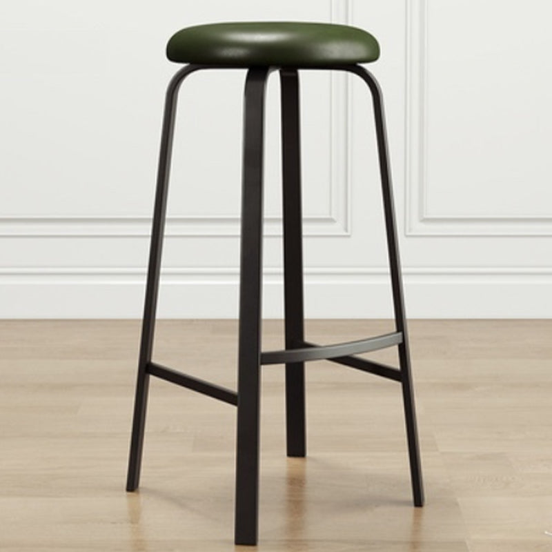 Modern Stackable Armless Counter Stool Iron Bar Stool with Cushion and Pedal for Cafe
