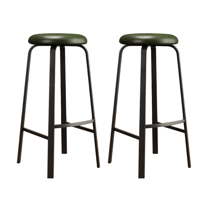 Modern Stackable Armless Counter Stool Iron Bar Stool with Cushion and Pedal for Cafe