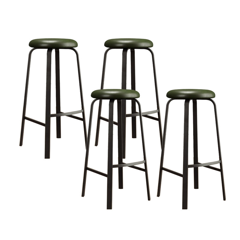 Modern Stackable Armless Counter Stool Iron Bar Stool with Cushion and Pedal for Cafe