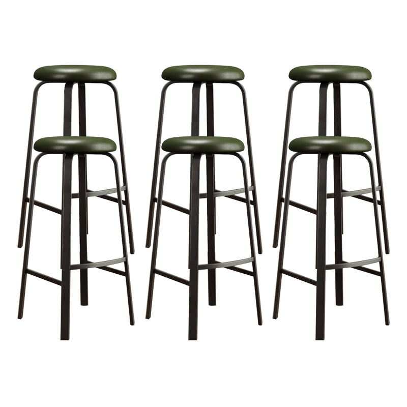 Modern Stackable Armless Counter Stool Iron Bar Stool with Cushion and Pedal for Cafe