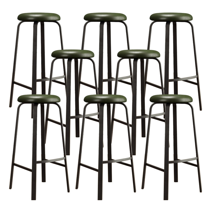 Modern Stackable Armless Counter Stool Iron Bar Stool with Cushion and Pedal for Cafe