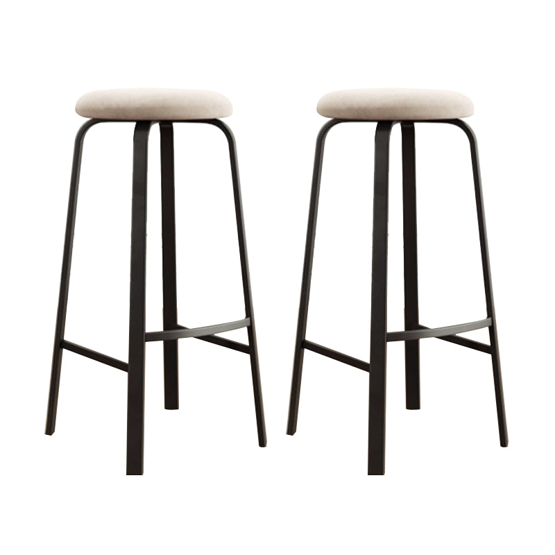 Modern Stackable Armless Counter Stool Iron Bar Stool with Cushion and Pedal for Cafe
