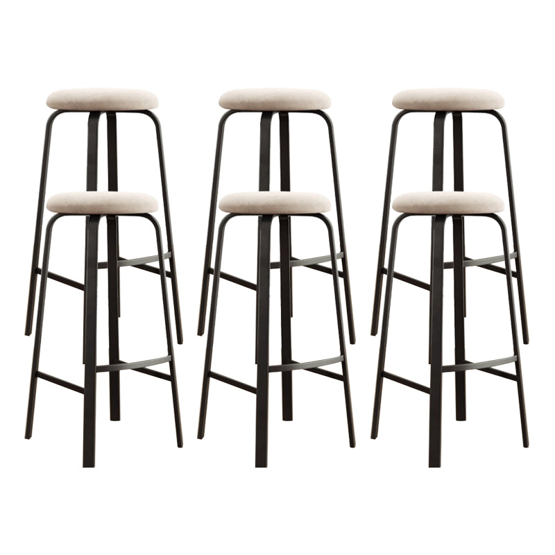 Modern Stackable Armless Counter Stool Iron Bar Stool with Cushion and Pedal for Cafe