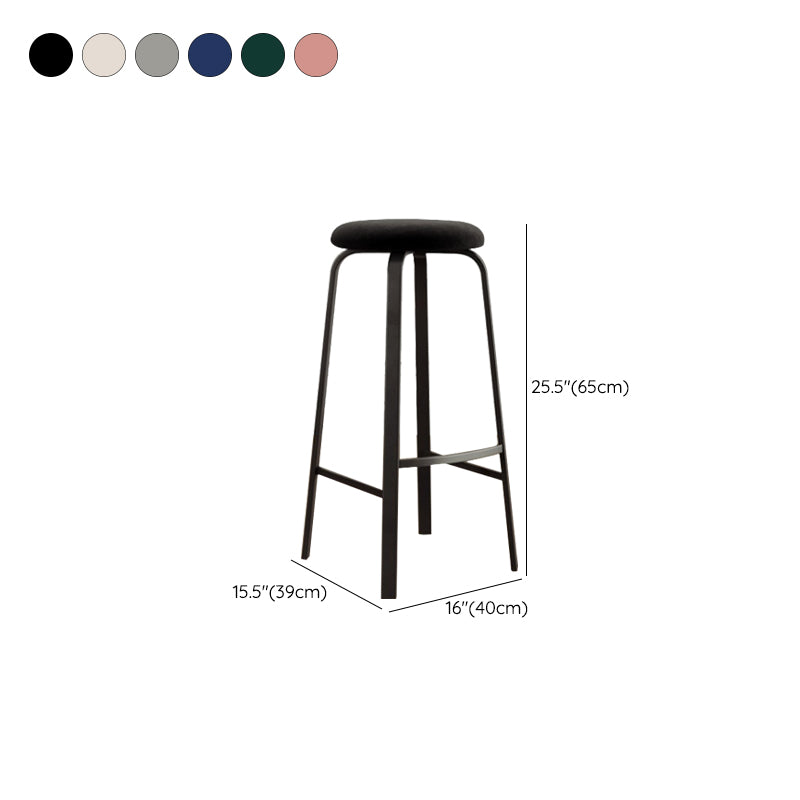 Modern Stackable Armless Counter Stool Iron Bar Stool with Cushion and Pedal for Cafe