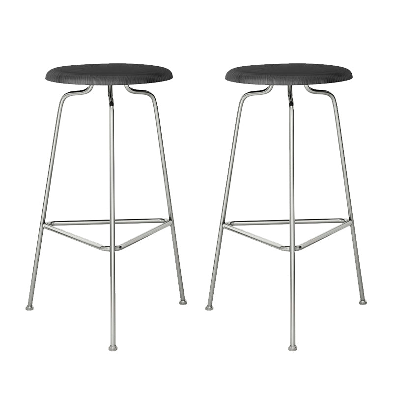 Modern Armless Backless Counter Stool Oak Wood Bar Stool with Pedal for Cafe